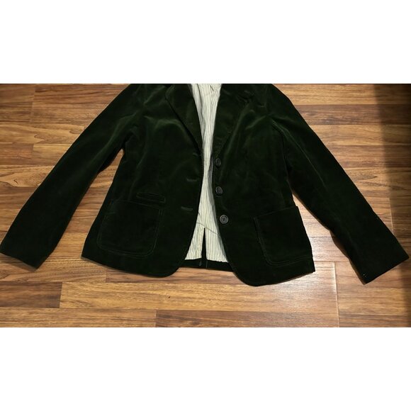 GAP Dark Green Corduroy 3 Button 100% Cotton Women's Y2K Blazer Size 12 - Picture 2 of 10